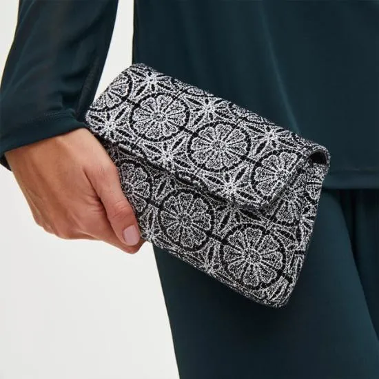 Evening Clutch Silver Metallic Rosette Women Aspinal Of London Mini