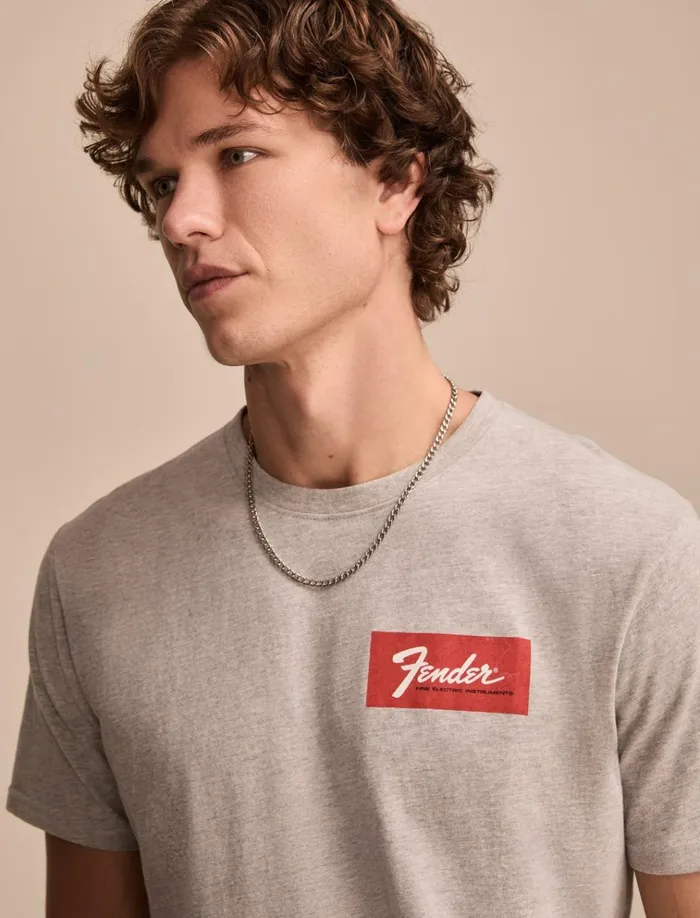 Fender Strat Photos Light Heather Grey Men Lucky Brand Graphic Tees