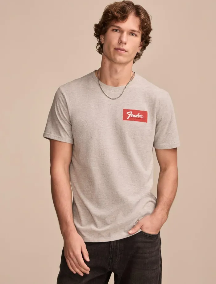 Fender Strat Photos Light Heather Grey Men Lucky Brand Graphic Tees