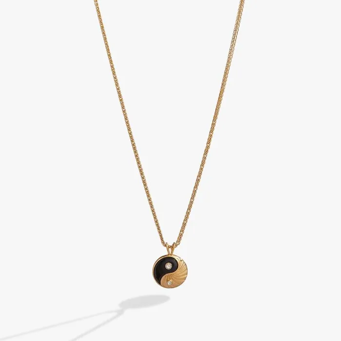 Fine Jewelry Women Alex And Ani Black Onyx Yin Yang Precious Necklace 14kt Gold Over Sterling Silver Fine Jewelry Women Alex And Ani Black Onyx Yin Yang Precious Necklace 14kt Gold Over Sterling Silver