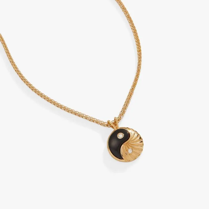 Fine Jewelry Women Alex And Ani Black Onyx Yin Yang Precious Necklace 14kt Gold Over Sterling Silver