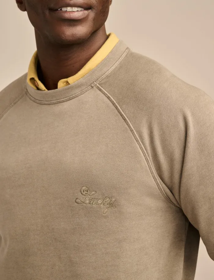 Fleece Logo Raglan Crew Vetiver Men Lucky Brand Activewear