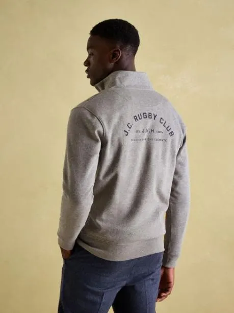 Fleeces and Sweatshirts Men Joules Grey Marl Quarter Zip Graphic Sweatshirt