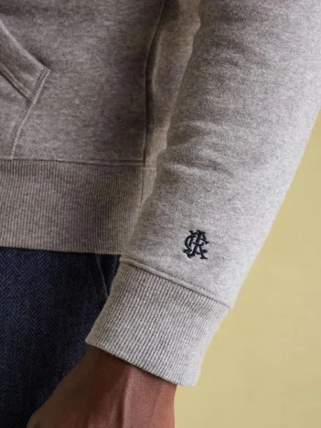 Fleeces and Sweatshirts Men Joules Grey Marl Quarter Zip Graphic Sweatshirt