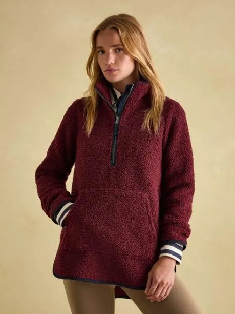 Fleeces and Sweatshirts Women Joules Burgundy Quarter Zip Fleece