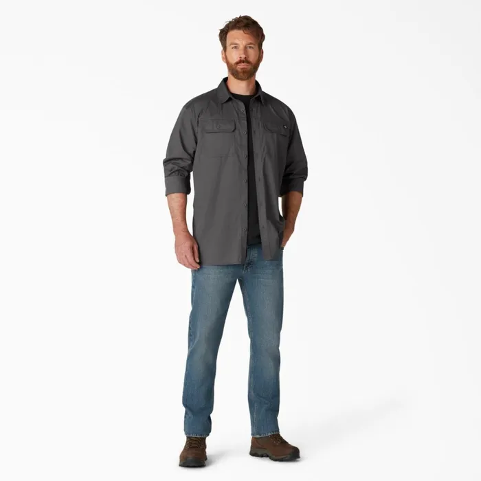 FLEX Ripstop Long Sleeve Shirt Rinsed Slate Rinsed Slate rsl Men Dickies Long Sleeve Work Shirts FLEX Ripstop Long Sleeve Shirt Rinsed Slate Rinsed Slate rsl Men Dickies Long Sleeve Work Shirts