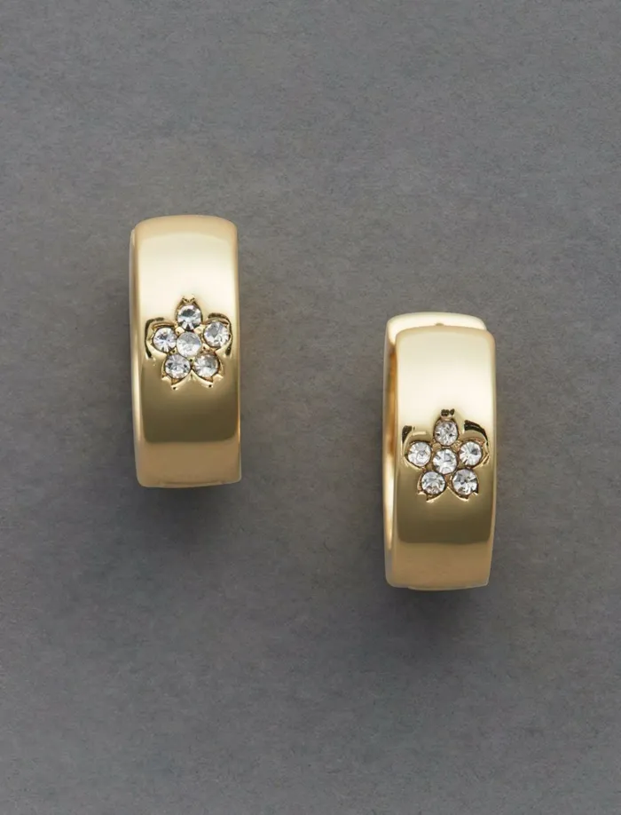 Flower Hinge Hoop Gold Women Lucky Brand Jewelry