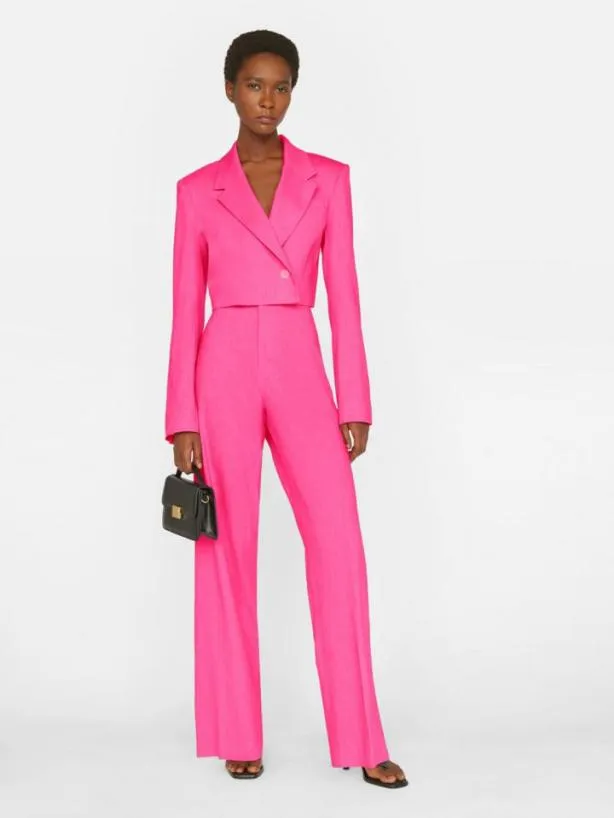Frame High Rise Wide Leg Trouser In Flamingo Flamingo Women Pants Frame High Rise Wide Leg Trouser In Flamingo Flamingo Women Pants