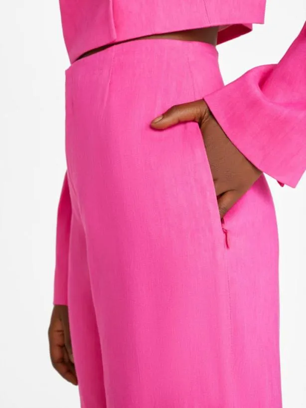 Frame High Rise Wide Leg Trouser In Flamingo Flamingo Women Pants Frame High Rise Wide Leg Trouser In Flamingo Flamingo Women Pants