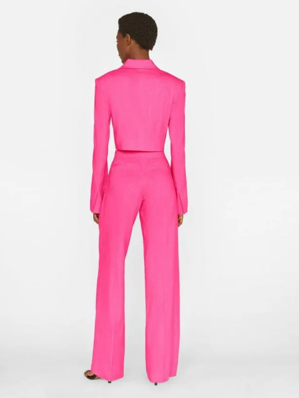Frame High Rise Wide Leg Trouser In Flamingo Flamingo Women Pants Frame High Rise Wide Leg Trouser In Flamingo Flamingo Women Pants