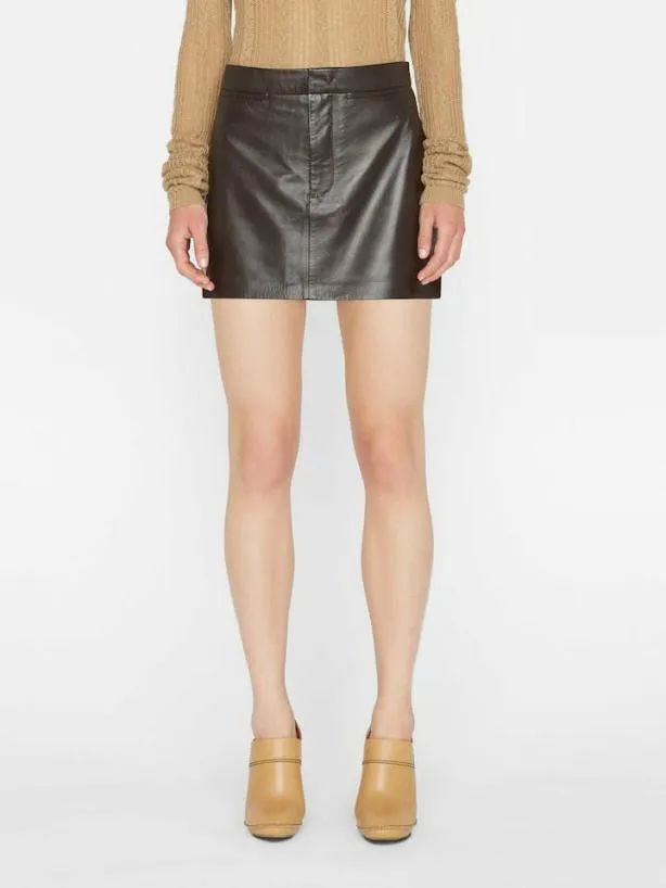 Frame Leather Mini Skirt In Espresso Espresso Women Skirts and Shorts