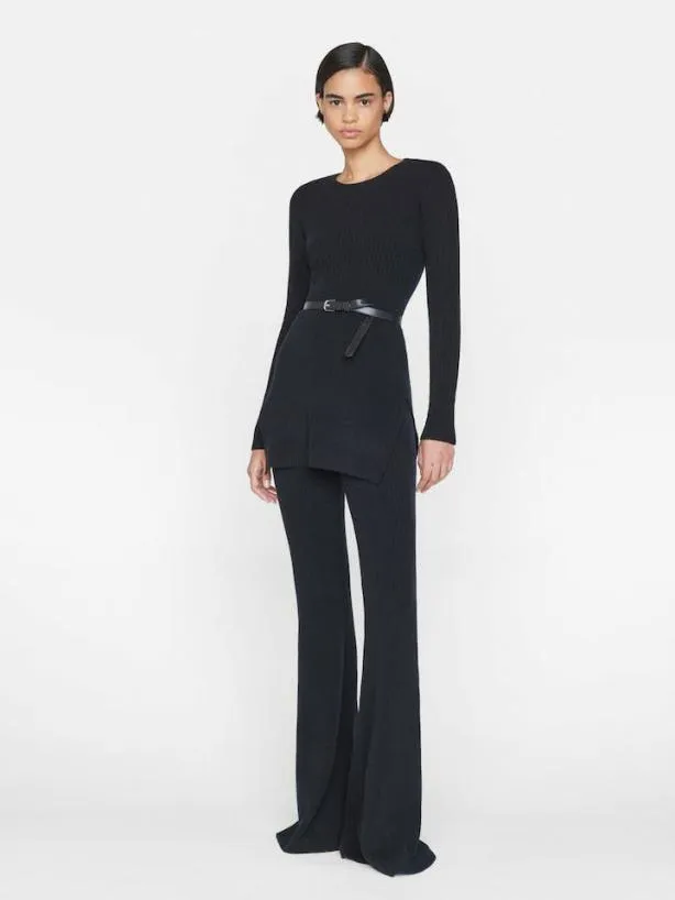 Frame Ribbed Cashmere Tunic In Noir Noir Women Sweaters Frame Ribbed Cashmere Tunic In Noir Noir Women Sweaters