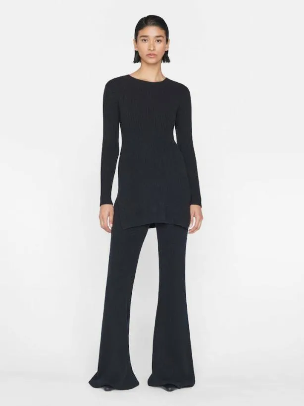 Frame Ribbed Cashmere Tunic In Noir Noir Women Sweaters Frame Ribbed Cashmere Tunic In Noir Noir Women Sweaters