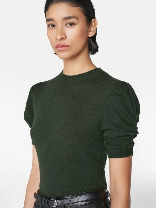 Frame Ruched Sleeve Cashmere Sweater In Surplus Surplus Women Sweaters