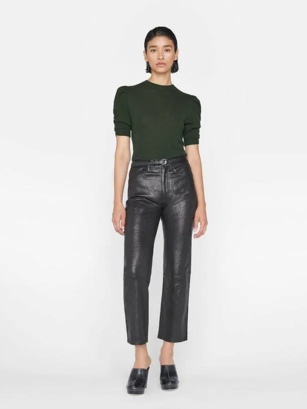 Frame Ruched Sleeve Cashmere Sweater In Surplus Surplus Women Sweaters Frame Ruched Sleeve Cashmere Sweater In Surplus Surplus Women Sweaters