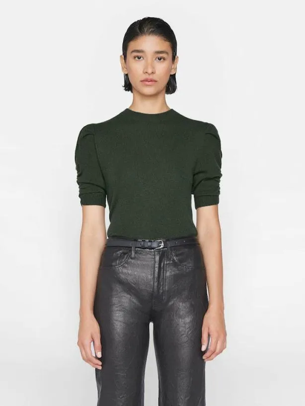 Frame Ruched Sleeve Cashmere Sweater In Surplus Surplus Women Sweaters Frame Ruched Sleeve Cashmere Sweater In Surplus Surplus Women Sweaters