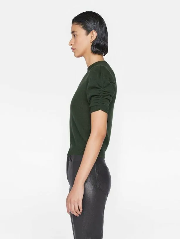 Frame Ruched Sleeve Cashmere Sweater In Surplus Surplus Women Sweaters Frame Ruched Sleeve Cashmere Sweater In Surplus Surplus Women Sweaters