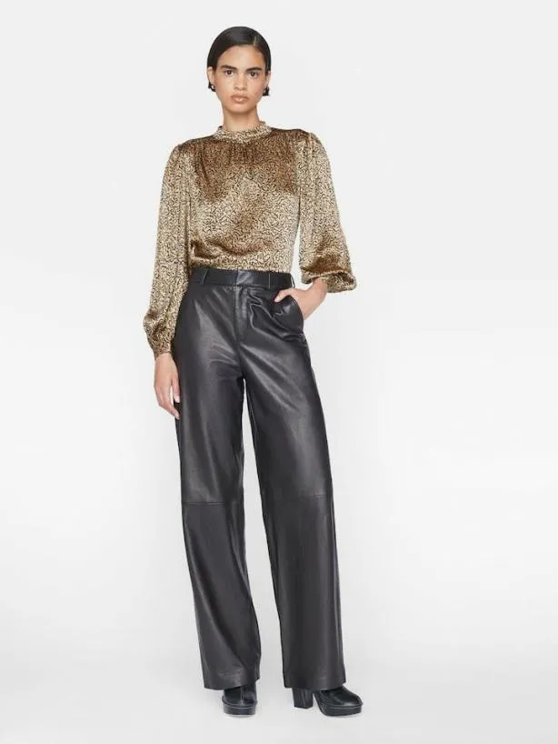 Frame Shirred Mock Neck Blouse In Beige Multi Beige Multi Women Tops and Blouses Frame Shirred Mock Neck Blouse In Beige Multi Beige Multi Women Tops and Blouses