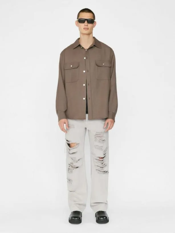Frame Textured Overshirt In Smoke Wood Smoke Wood Men Shirts Frame Textured Overshirt In Smoke Wood Smoke Wood Men Shirts