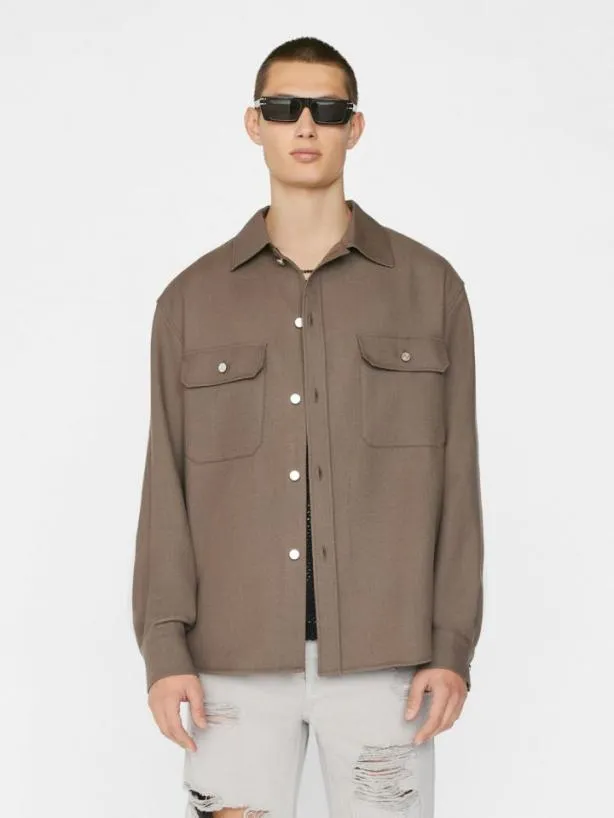 Frame Textured Overshirt In Smoke Wood Smoke Wood Men Shirts Frame Textured Overshirt In Smoke Wood Smoke Wood Men Shirts