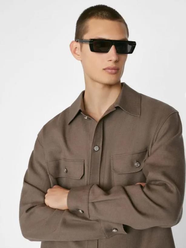 Frame Textured Overshirt In Smoke Wood Smoke Wood Men Shirts Frame Textured Overshirt In Smoke Wood Smoke Wood Men Shirts