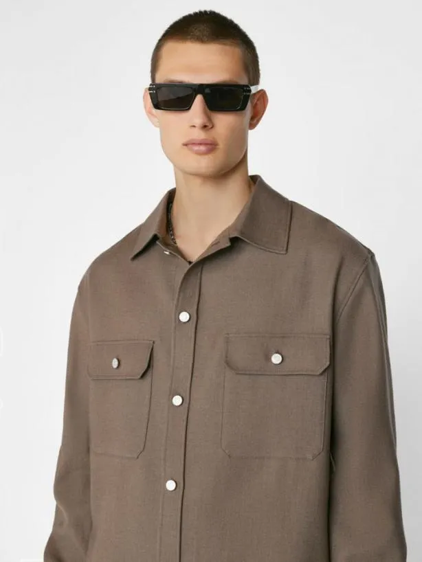Frame Textured Overshirt In Smoke Wood Smoke Wood Men Shirts Frame Textured Overshirt In Smoke Wood Smoke Wood Men Shirts