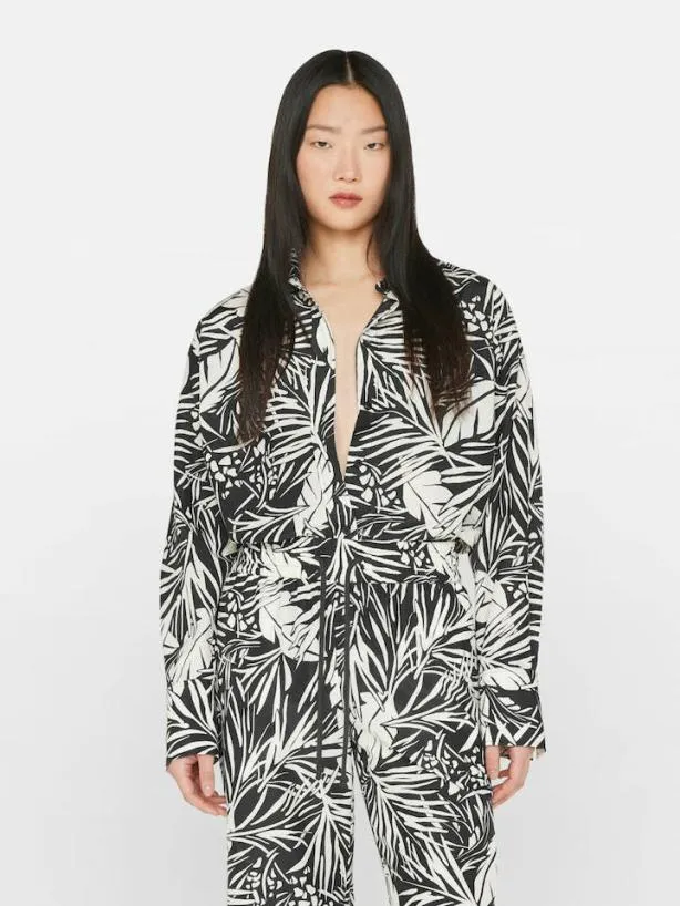 Frame The Oversized Shirt In Noir Multi Noir Multi Women Tops and Blouses