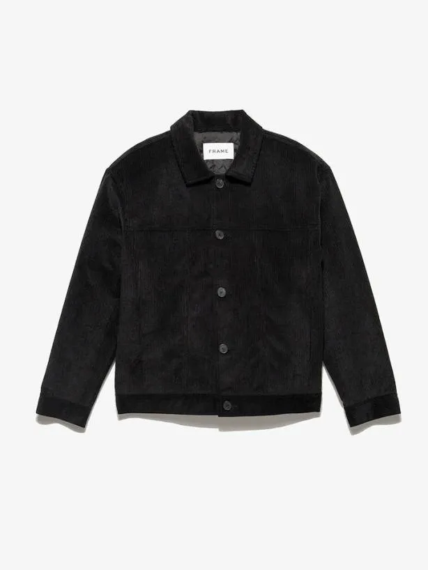 Frame Wide Wale Corduroy Trucker Jacket In Noir Noir Men Jackets and Coats