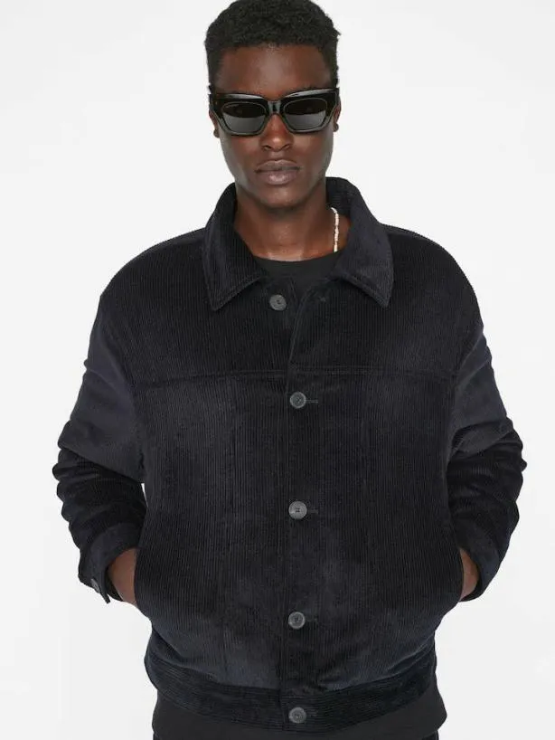 Frame Wide Wale Corduroy Trucker Jacket In Noir Noir Men Jackets and Coats Frame Wide Wale Corduroy Trucker Jacket In Noir Noir Men Jackets and Coats
