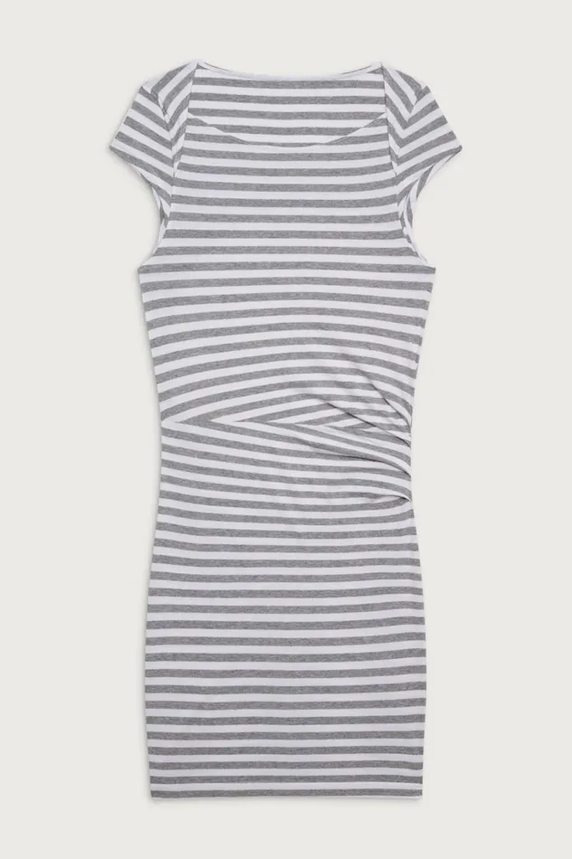 Frankies Bikinis Boulevard Cotton Cutout Mini Dress Hazy Stripe Women Dresses