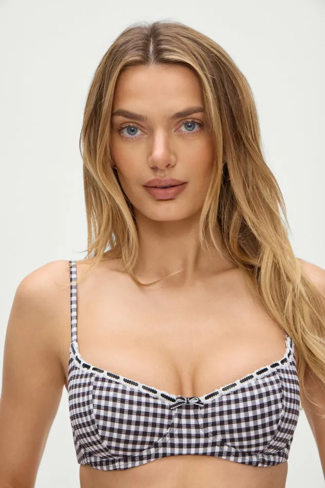Frankies Bikinis Cola Gingham Underwire Bikini Top Blackberry Gingham Women Bikinis Frankies Bikinis Cola Gingham Underwire Bikini Top Blackberry Gingham Women Bikinis
