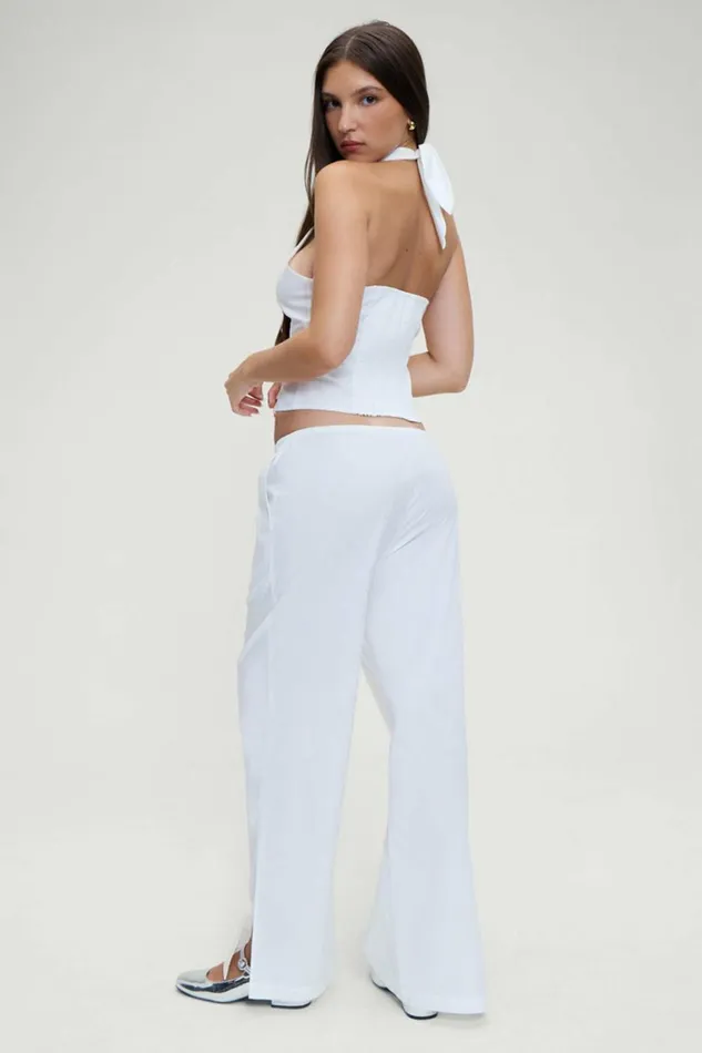 Frankies Bikinis Daisy Low Rise Pant White Women Matching Sets