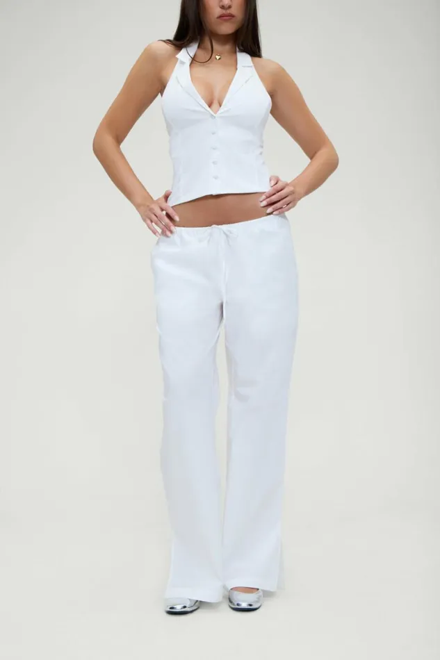 Frankies Bikinis Daisy Low Rise Pant White Women Matching Sets