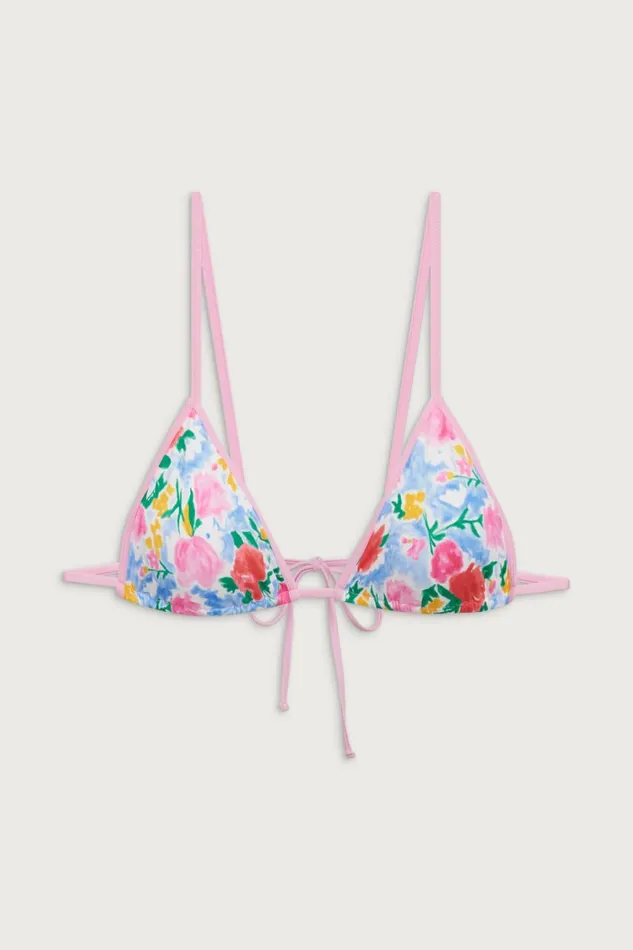 Frankies Bikinis Lumia Triangle Bralette Bikini Top Painted Petals Women Bikinis