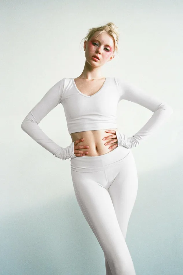 Frankies Bikinis Pointe High Waist Legging Icy Gray Women Active