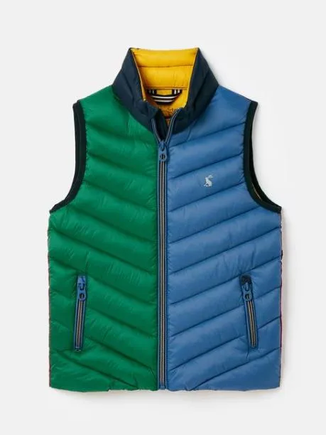 Gilets Boys Joules Blue and Green Hotchpotch Showerproof Quilted Gilet