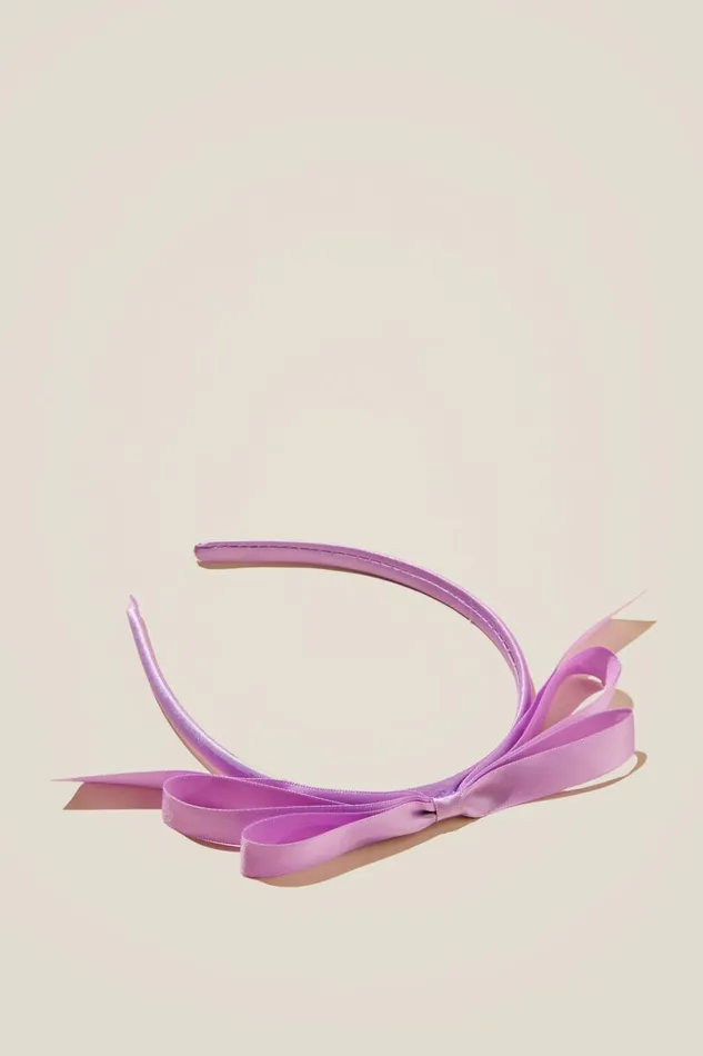 Girls Hair Accessories Cotton On Bailee Bow Headband Lilac Dropsatin Girls Hair Accessories Cotton On Bailee Bow Headband Lilac Dropsatin
