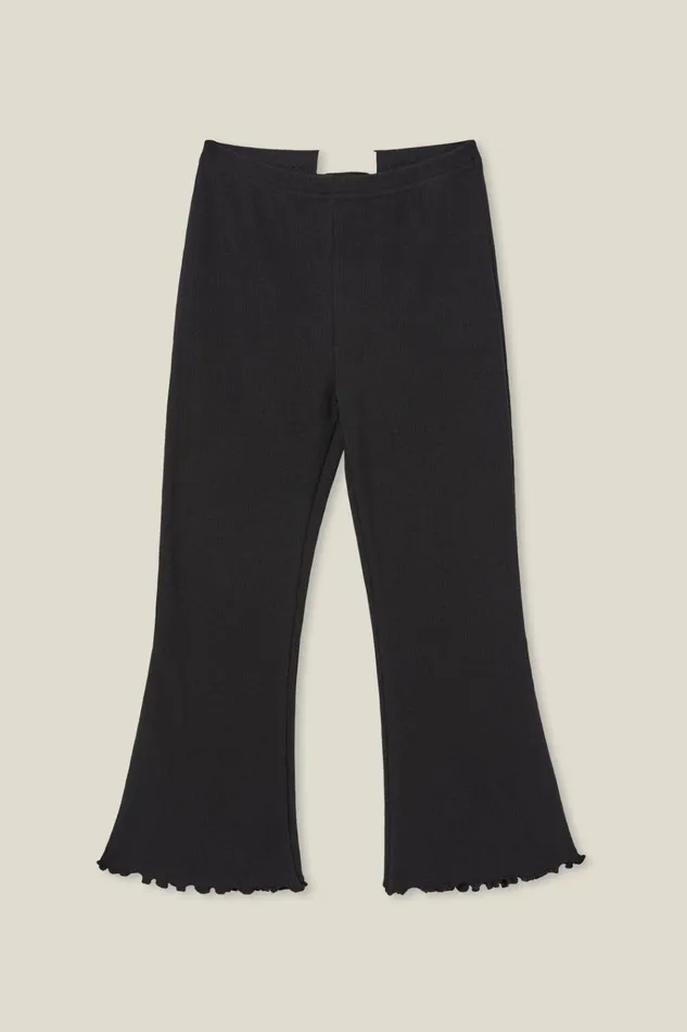 Girls Leggings Pants and Jeans Cotton On Francine Flare Pant Black Rib