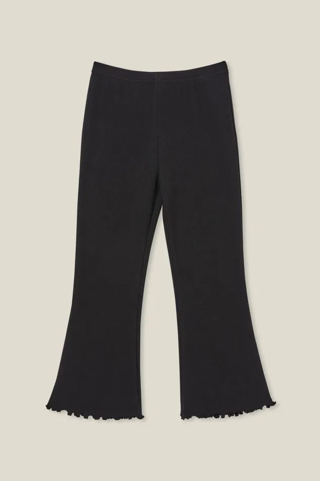 Girls Leggings Pants and Jeans Cotton On Francine Flare Pant Black Rib Girls Leggings Pants and Jeans Cotton On Francine Flare Pant Black Rib