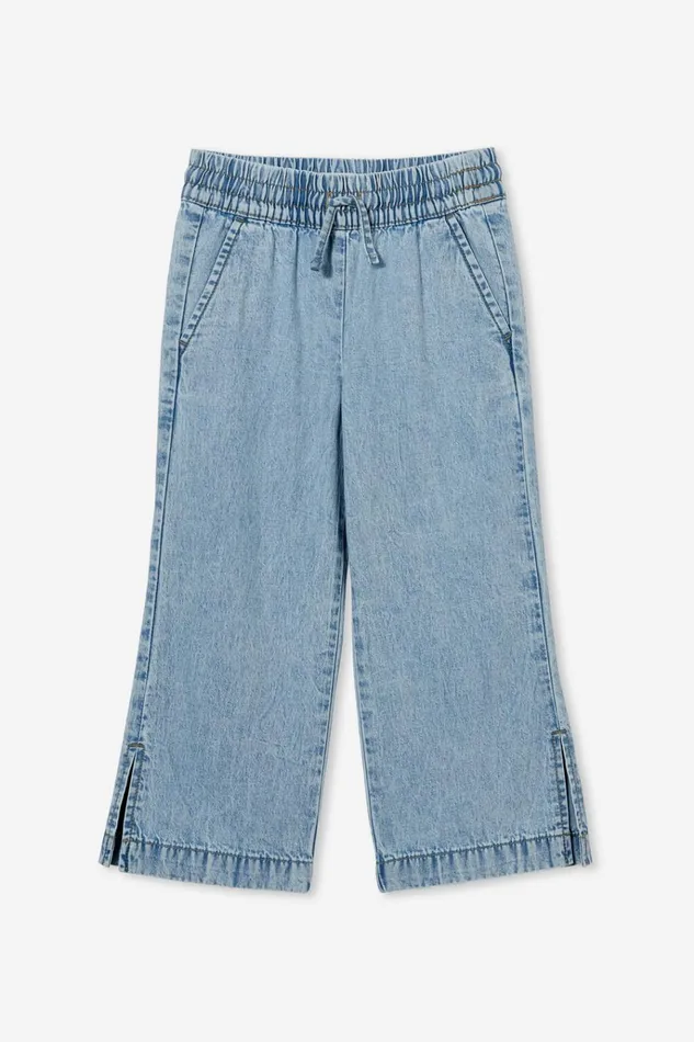Girls Leggings Pants and Jeans Cotton On Kirsty Wide Leg Jean Bleach Wash