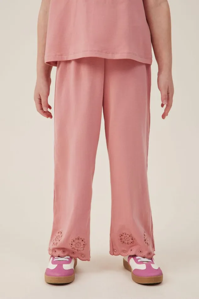 Girls Leggings Pants and Jeans Cotton On Piper Broderie Pant Clay Pigeon