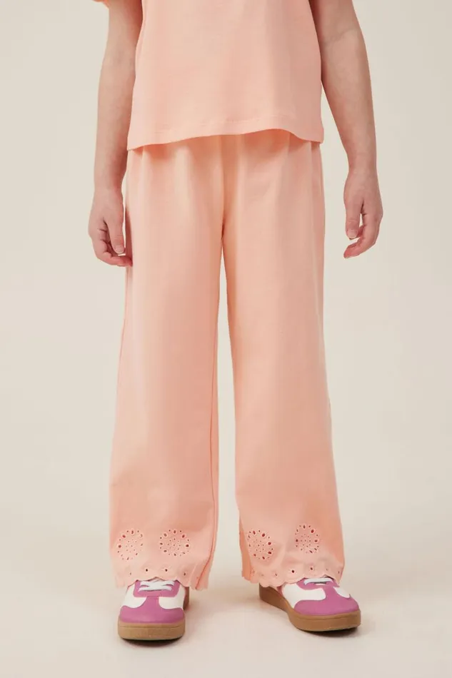Girls Leggings Pants and Jeans Cotton On Piper Broderie Pant Tropical Orange