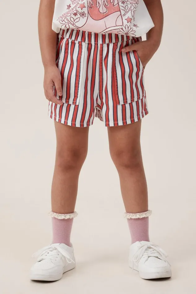 Girls Shorts Skirts and Playsuits Cotton On Renee Denim Short Vanillared Stripe