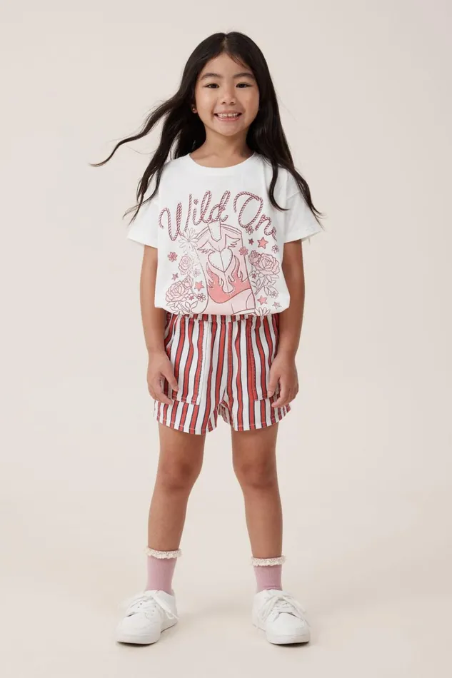 Girls Shorts Skirts and Playsuits Cotton On Renee Denim Short Vanillared Stripe Girls Shorts Skirts and Playsuits Cotton On Renee Denim Short Vanillared Stripe