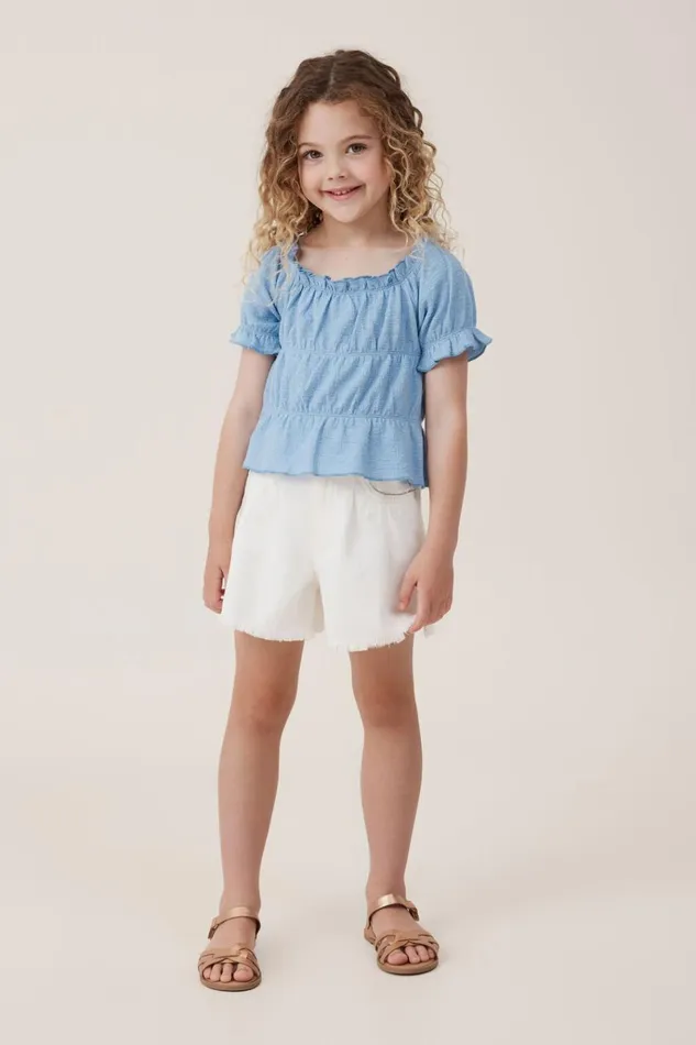 Girls Tops and TShirts Cotton On Astrid Short Sleeve Top Dusk Blue Girls Tops and TShirts Cotton On Astrid Short Sleeve Top Dusk Blue