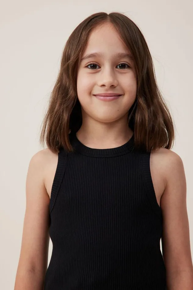 Girls Tops and TShirts Cotton On Eleanor Tank Black Rib Girls Tops and TShirts Cotton On Eleanor Tank Black Rib