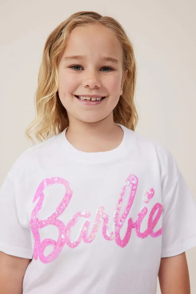 Girls Tops and TShirts Cotton On License Drop Shoulder Short Sleeve Tee Lcn Mat Barbiewhite Girls Tops and TShirts Cotton On License Drop Shoulder Short Sleeve Tee Lcn Mat Barbiewhite