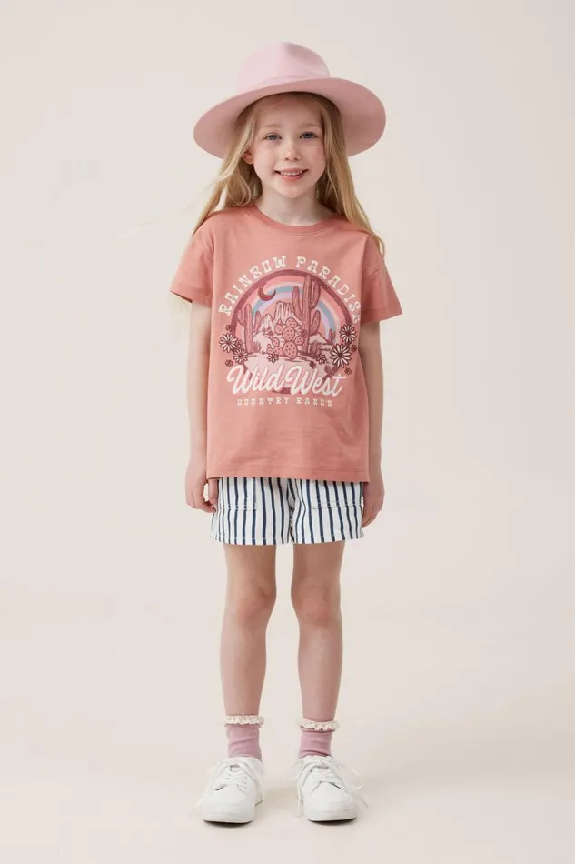 Girls Tops and TShirts Cotton On Poppy Short Sleeve Print Tee Clay Pigeonwild West Girls Tops and TShirts Cotton On Poppy Short Sleeve Print Tee Clay Pigeonwild West