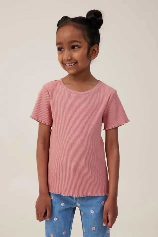 Girls Tops and TShirts Cotton On Raya Rib Baby Tee Clay Pigeon Rib