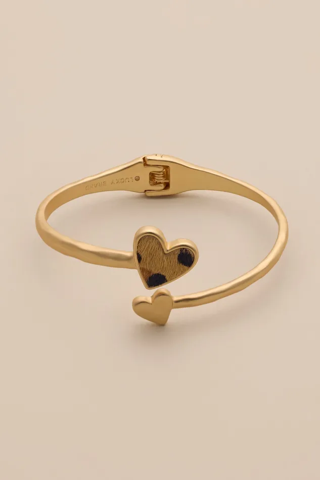Heart Hinge Cuff Bracelet Gold Women Lucky Brand Jewelry